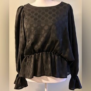 BB Dakota Black Polka Dot Balloon Sleeve Blouse
